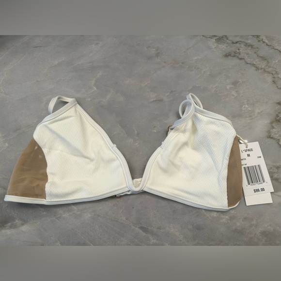 NWT! L*Space Macey white and nude mesh bikini Top. Women’s medium $99 - Picture 1 of 3